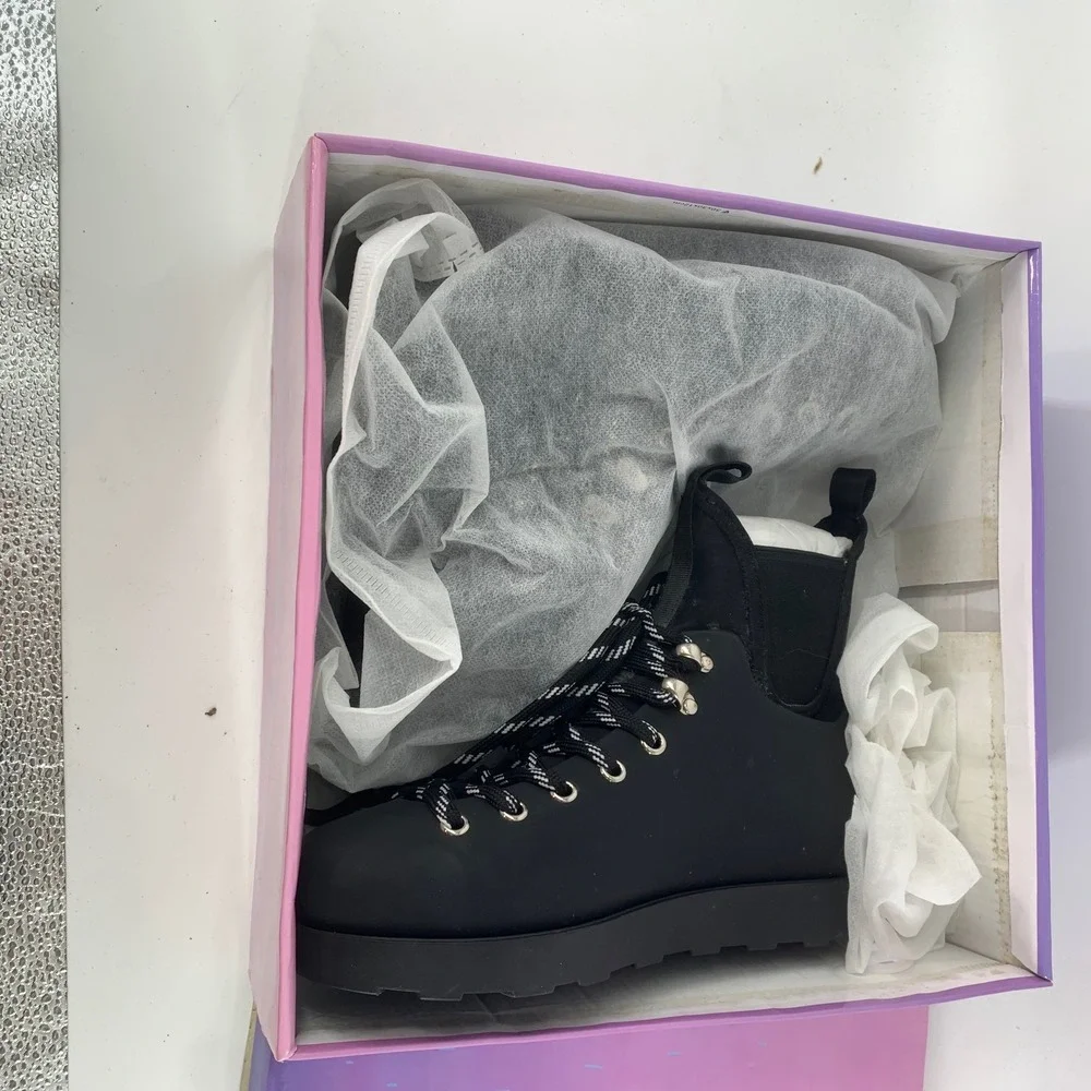 Jeffrey Campbell Barometric Black Matte Boots‎ Lace Up Platform Ankle Size 7 NEW